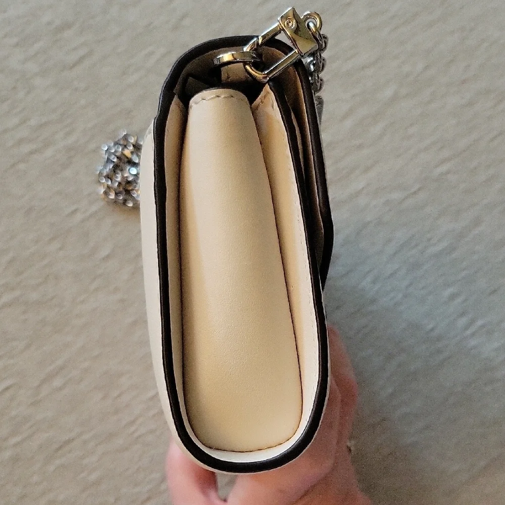Michael Kors Penelope Cream Clutch with Silver Chain
